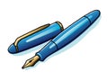 Cartoonish blue fountain pen isolated on a white background.